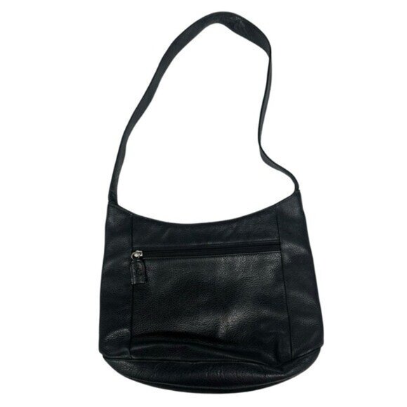 The Sak Pure Leather Shoulder Bag Handbag Purse Black Pebbled Vintage - Picture 2 of 8